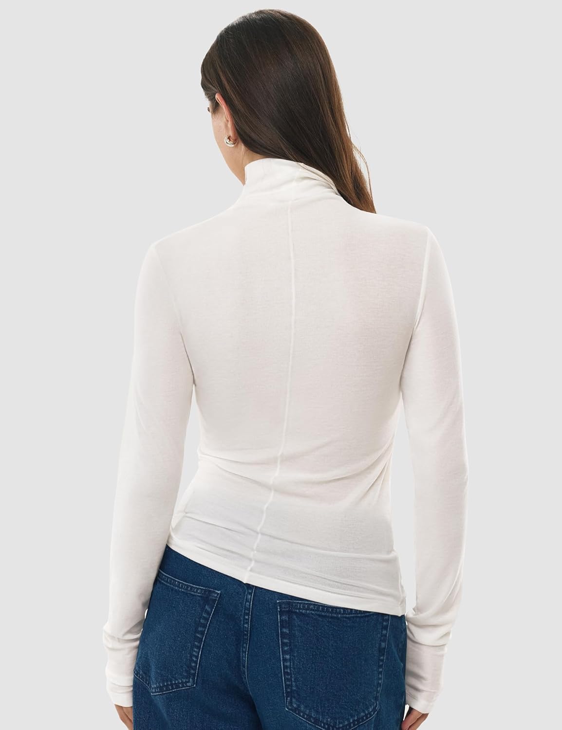 Women's Turtleneck Long Sleeve Merino Wool Blend Shirts Fitted Going Out Tops Basic Tees Cozy Embrace Collection - Image 3
