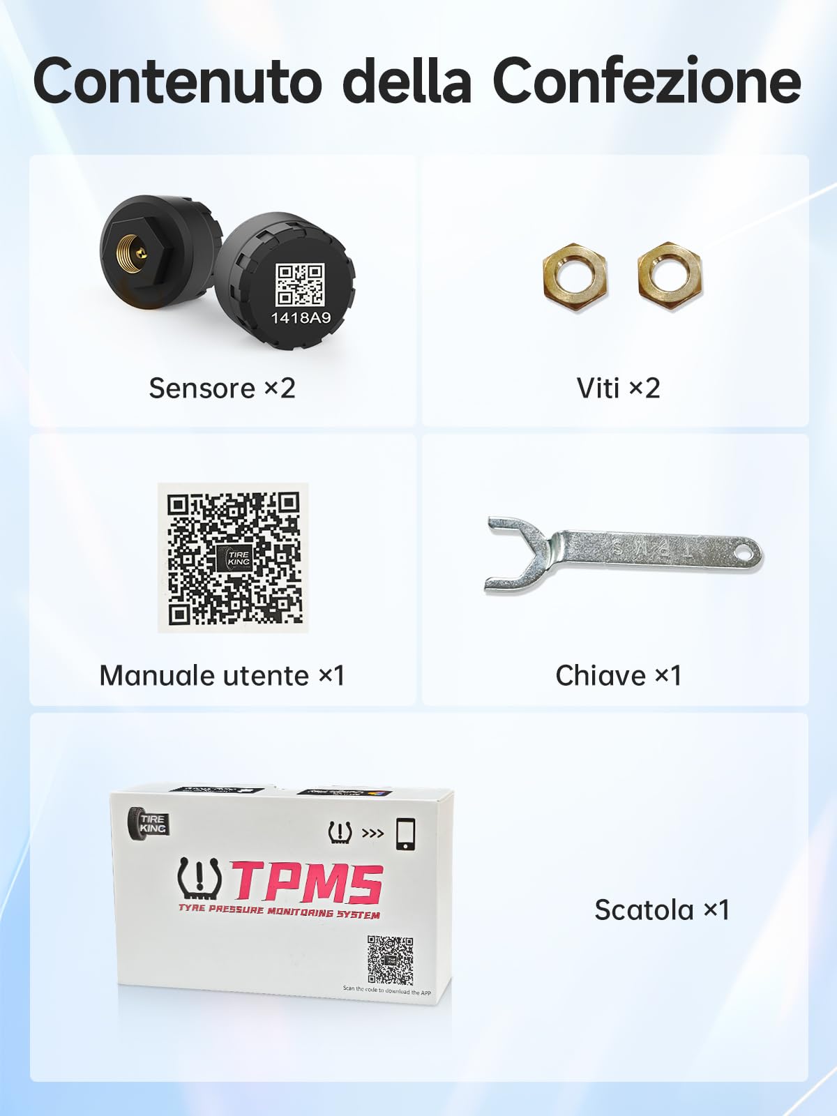 Moman Sistema di controllo della pressione dei pneumatici TPMS per moto con 2 sensori, con app, monitor della pressione e della temperatura dei pneumatici con funzione di allarme, compatibile solo con