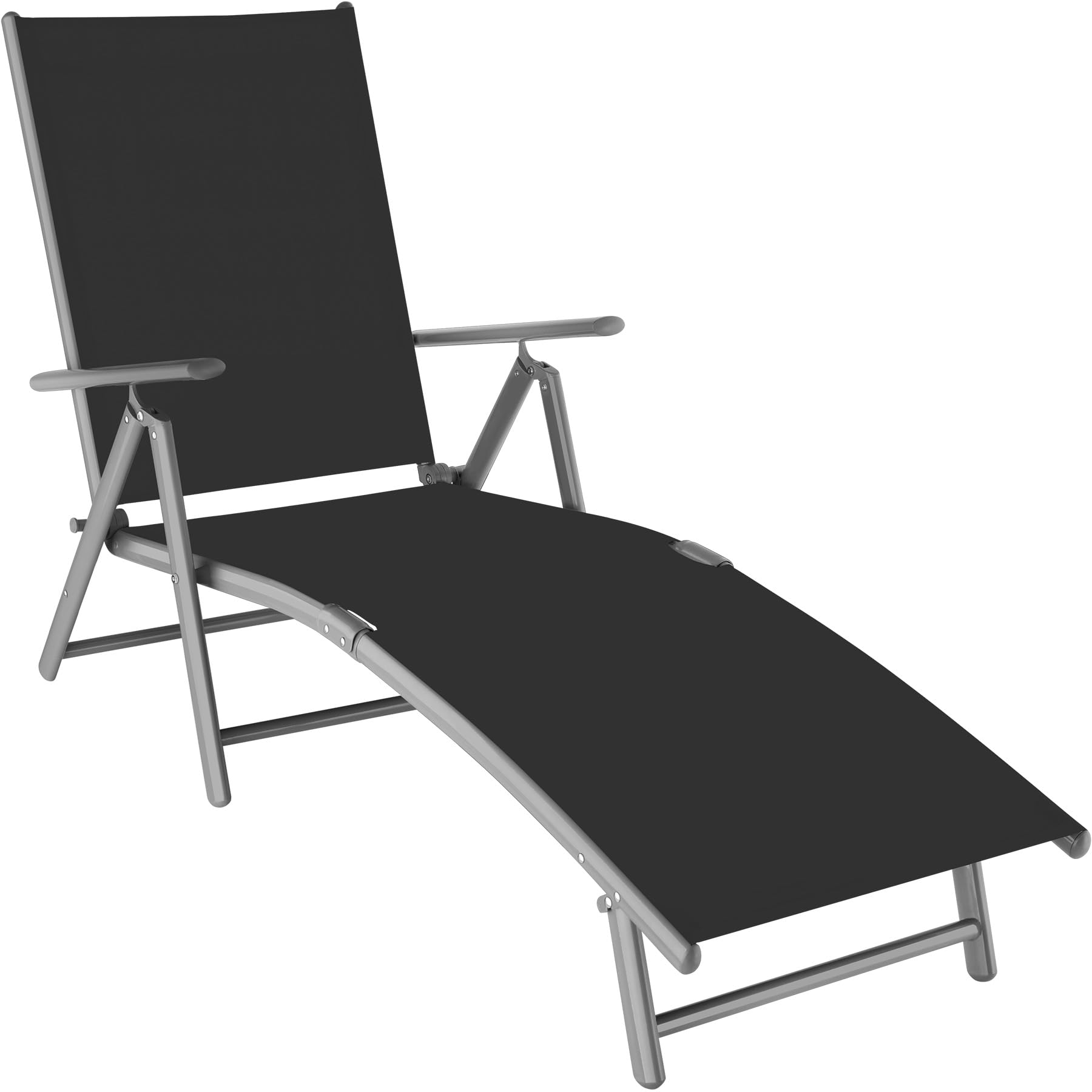 TecTake® Tumbona Plegable e Impermeable, Tumbona Playa Reclinable en 7 Posiciones, Tumbona Piscina en Aluminio, Tumbonas Jardín Exterior, Carga Máx. 120 kg, Ligera y de Fácil Montaje - Gris Oscuro