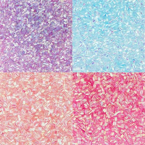 DICOSMETIC 60G 4 Couleurs Perles en Tube Plastique, 2mm x 3mm, Cylindrique, CRAFT_BEAD, Perles de Bingsu Croustillantes, Violet/Cyan/Fuchsia/Rose/Blue/Purple