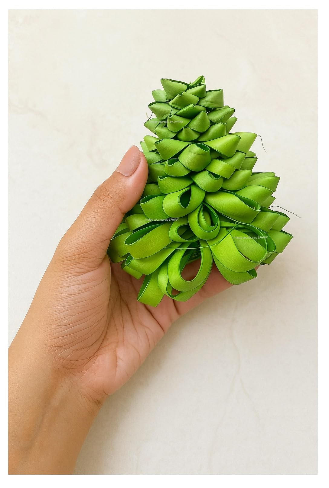 SPHINX Palm Leaf & Sola Flower Decorations | Handmade Birds,Parrots,flowers for Table Decor,Bowl Fillers,Craft,Bouquet Making,Trousseau & Festive Decorations- (4, Palm Leaf Pine Cones)