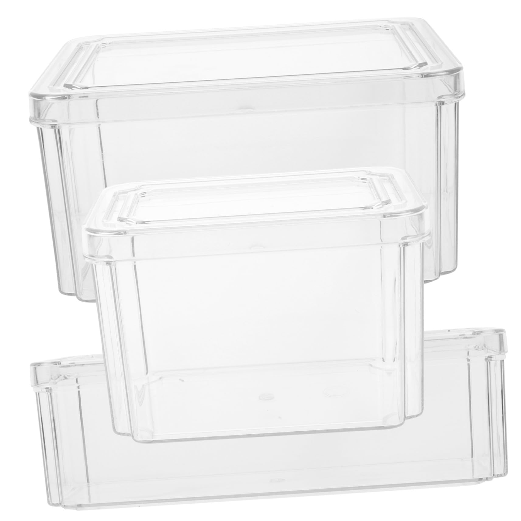 3piezas Caja de Conservación de Alimentos Frescos Transparente Organizador para Nevera Cocina Congelador y Hogar Contenedor Apilable para Refrigerador