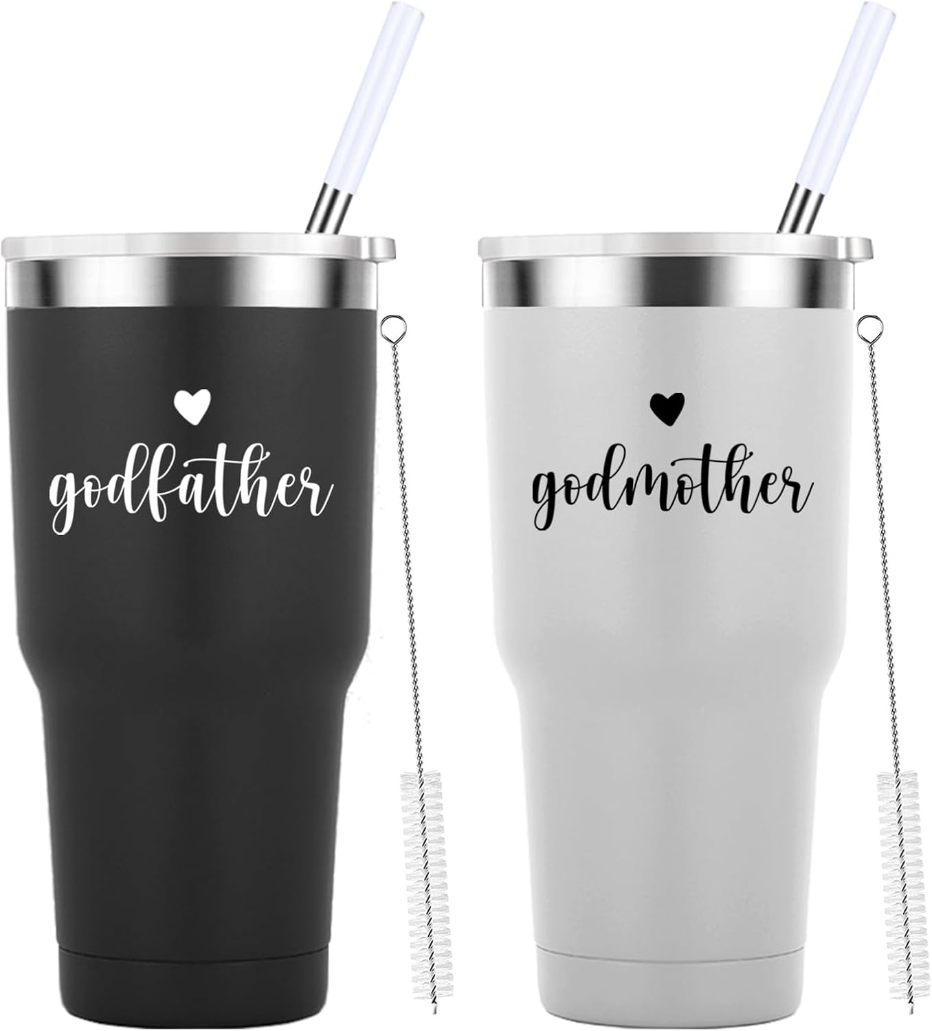 Mamihlap Godfather and Godmother Travel Mug 30oz Tumbler.Godparents Proposal Gift.Anniversary Birthday Christmas Gifts for Godparents.Godparents Gifts from Godchild.(Black&White)