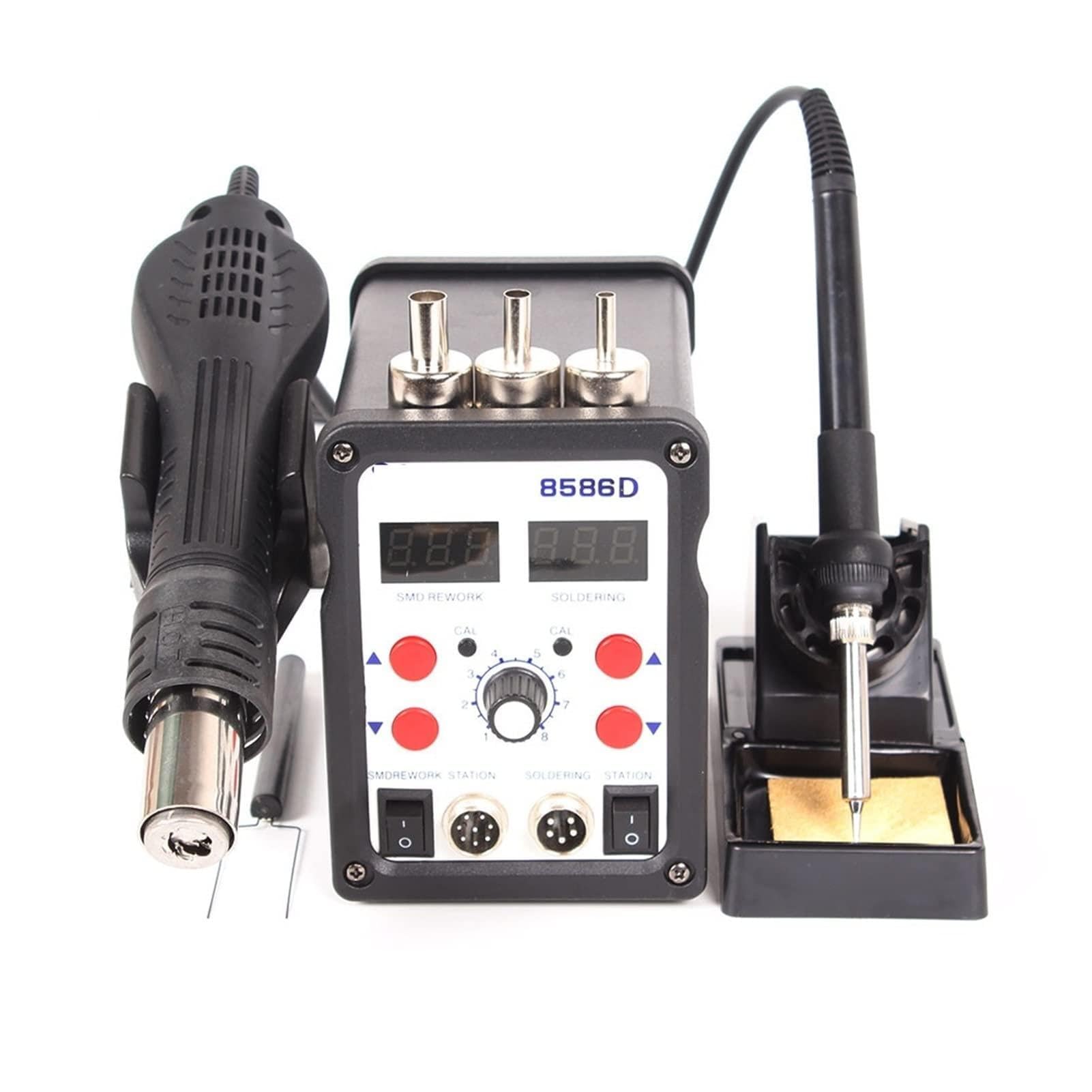 Stacja Lutownicza, 2 w 1 SMD Stacja lutownicza pistolet gorącego powietrza 858 6D ESD BGA Narzędzie do lutowania przeróbki lutowniczej
