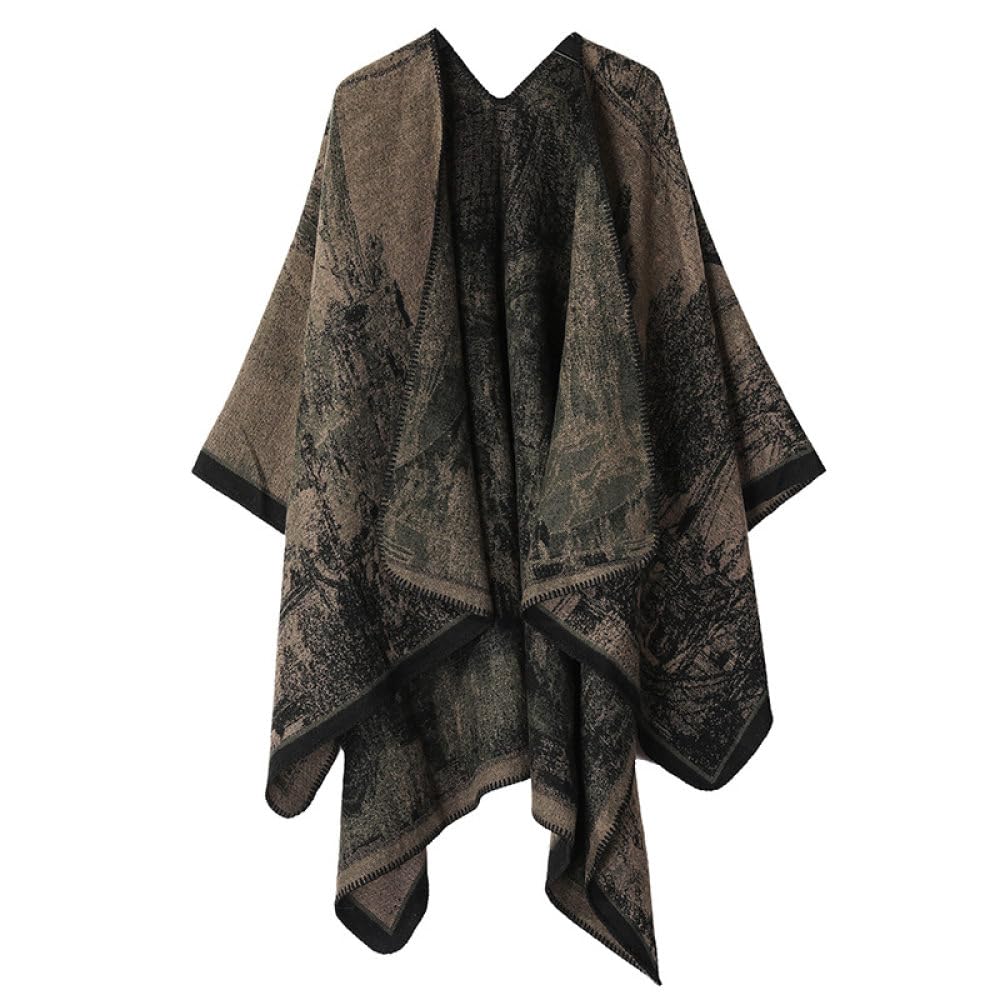 HGJH Scialle Invernale Avvolge Mantella Poncho,Caldo Modello Vintage Sciarpa Pashmina Sciarpa Avvolgente Elegante Cardigan Aperto sul Davanti Coperta Leggera per Le Donne Autunno Inverno