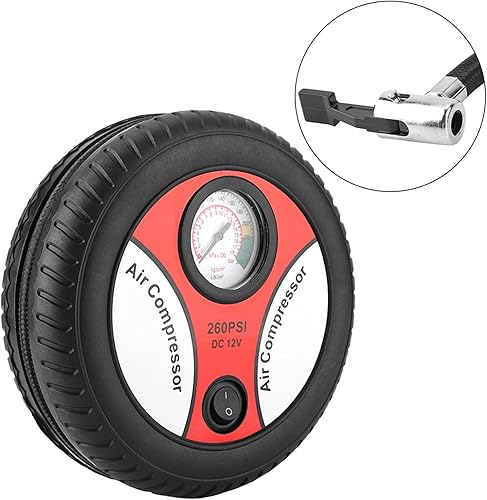 Miniatura 4 de Bomba portátil del compresor de aire del coche 12V, inflador visual del neumático de la bici de la motocicleta del indicador de presión del neumático