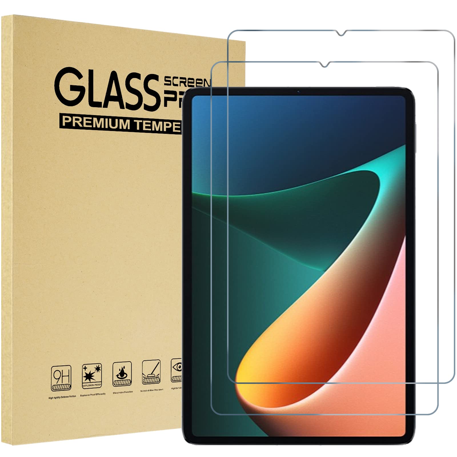 ProCase 2 Pack Screen Protector for Xiaomi Pad 5 / Pad 5 Pro 11" 2021, Tempered Glass Screen Film Guard for Xiaomi Mi Pad 5 /Pad 5 Pro 11" 2021 Release -Clear