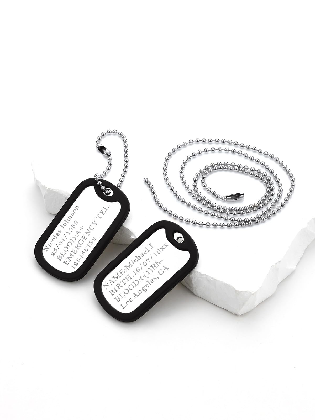 Custom4U Collier Plaque Militaire Personnalisable Homme, Chaîne Militaire Personnalisé, Collier Dog Tag Acier Inoxydable, Bijoux Cadeau pour Lui(Boîte Cadeau)