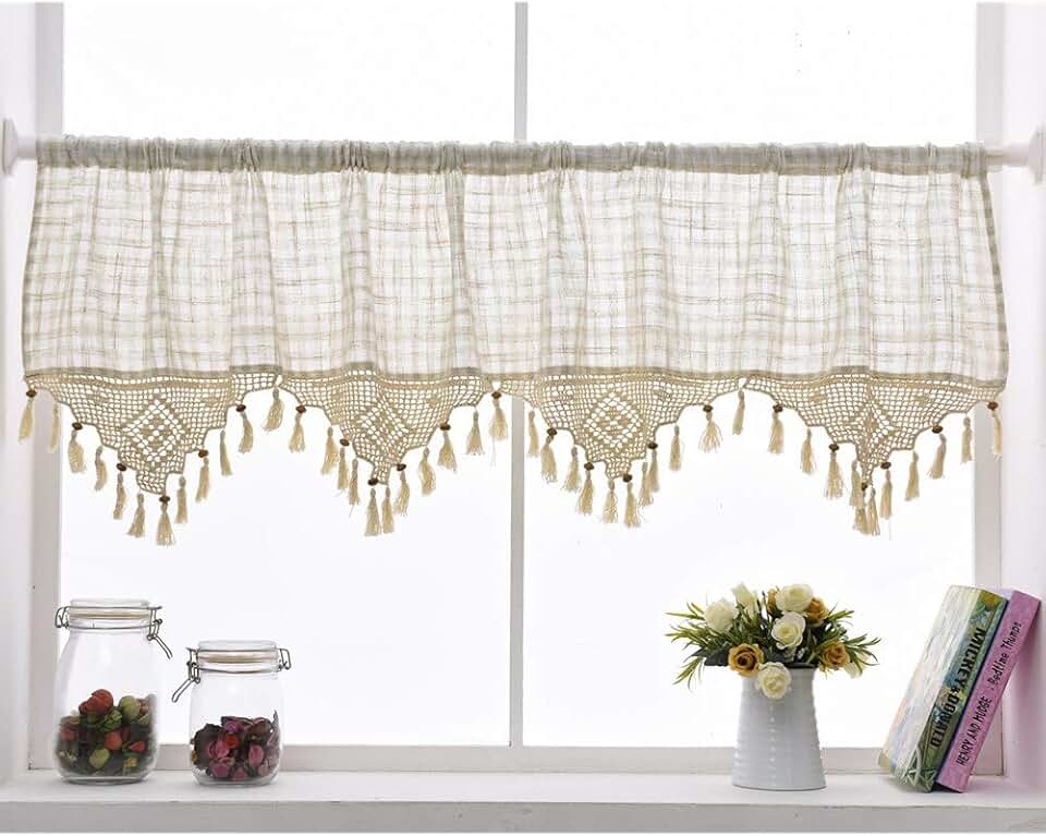 Paire De Rideaux Provençaux Vintage - Coton Jaune à Fleurs - Cuisine 110x100cm