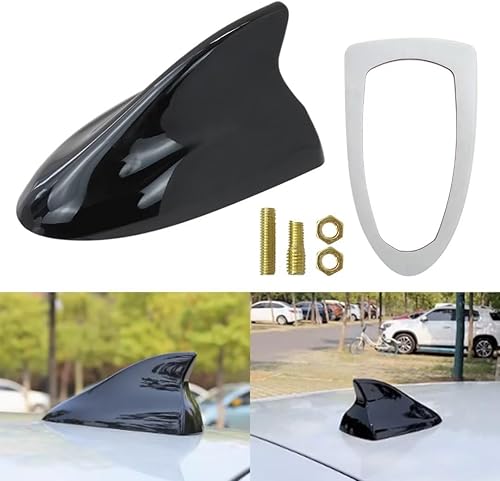 Miniatura 7 de Universal Car Roof Shark Fin Decorativo Antena Aérea Cubierta Adhesivo Base Techo ABS Antena Coche Accesorios