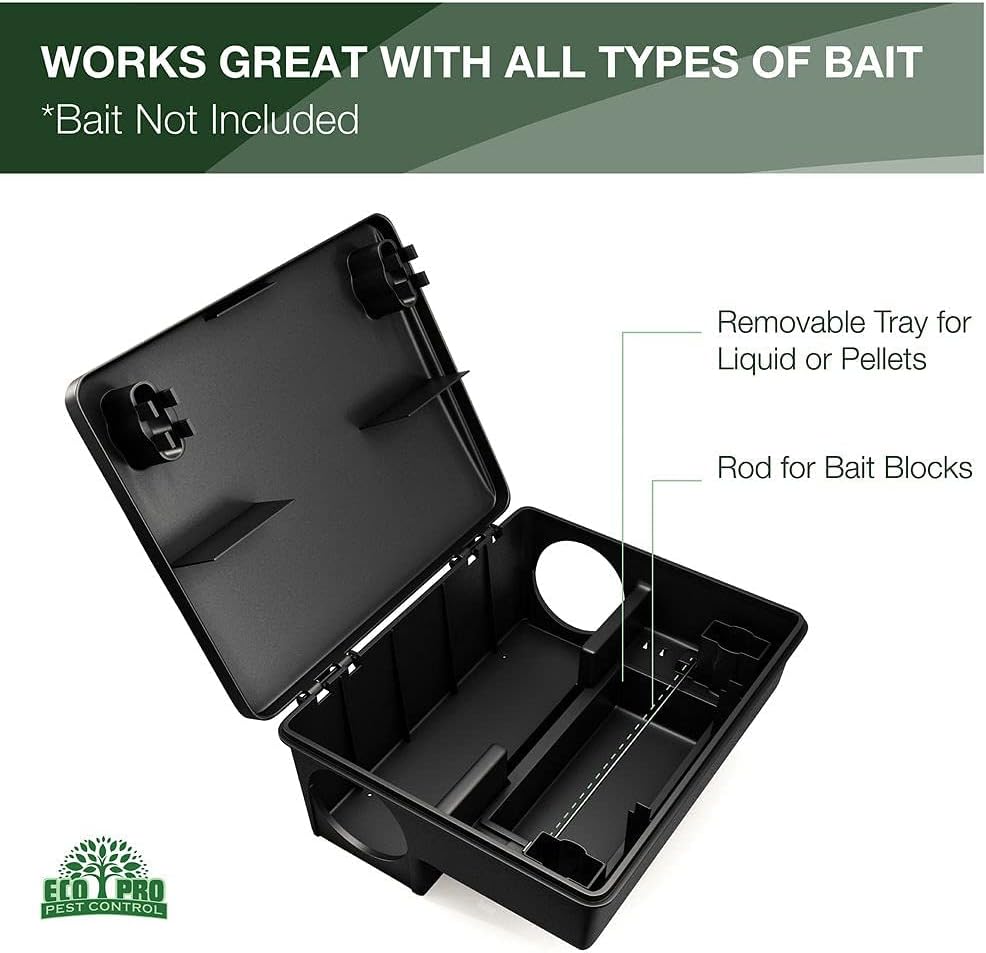 Rat Bait Stations 2-Pack | Refillable Outdoor Mouse Bait Station with 2 Locks & Keys | Weather-Resistant Rodent Bait Box for Indoor & Outdoor | Pet & Kid-Safe Rat Trap Alternative Medium Size