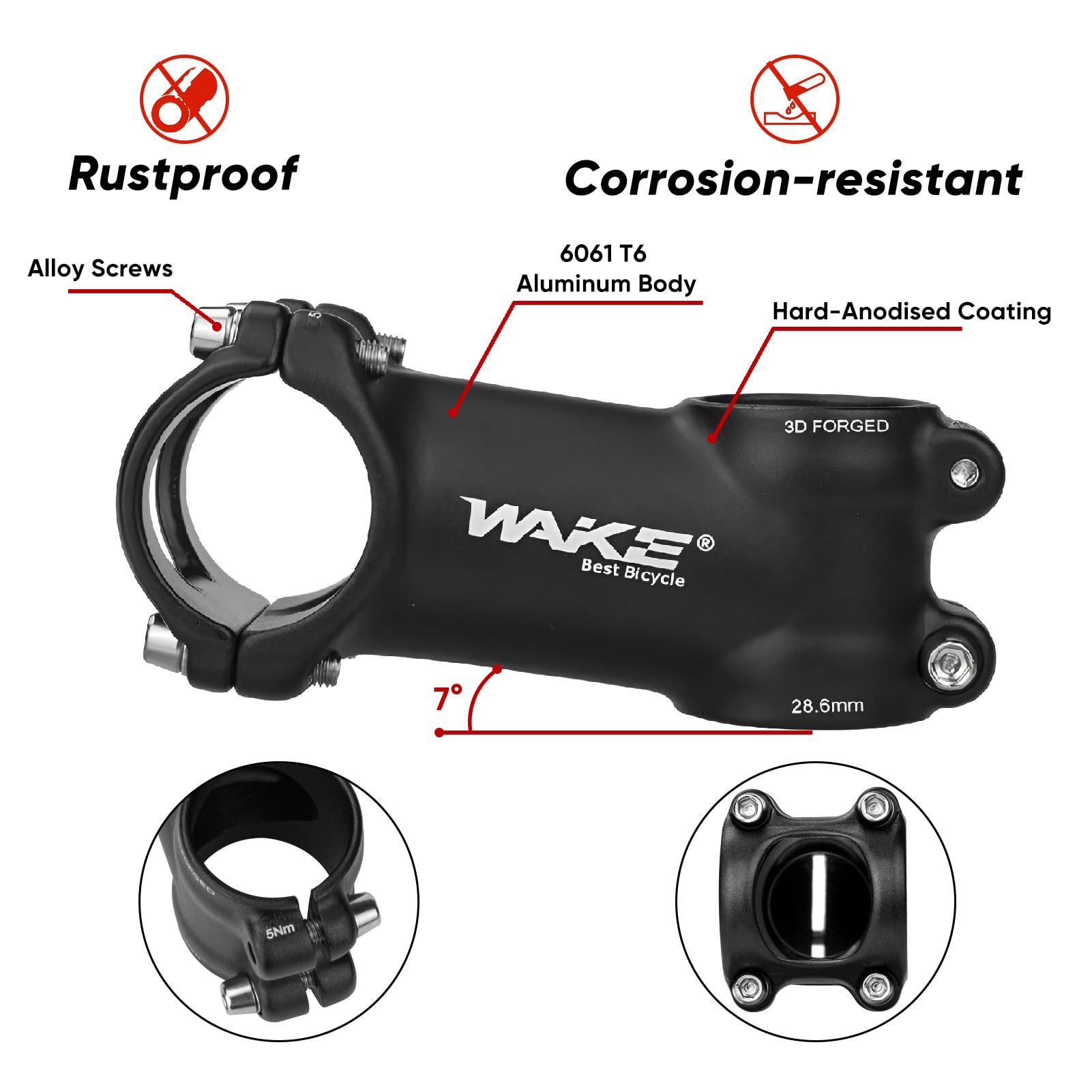 BESNIN Attacco Manubrio 31.8 Mm In Lega Di Alluminio, 7 Gradi, 70