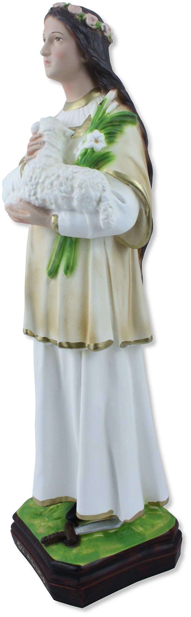Statue Saint'Agnese en résine vide. Hauteur : 40 cm. Peint à la main.