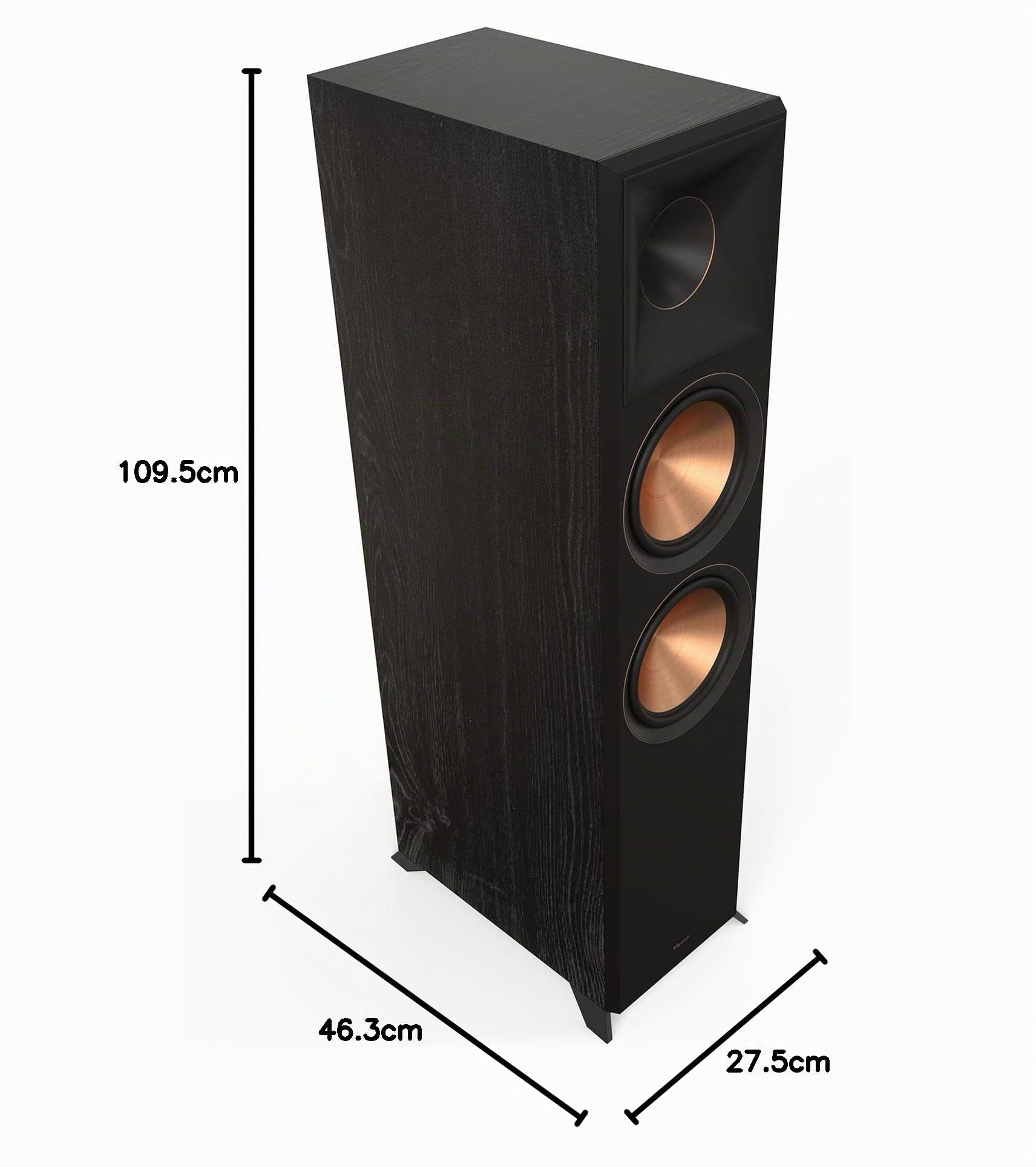 Klipsch Reference Premiere RP-8000F II - Altoparlante da pavimento con corno Tractrix ibrido di 90° x 90°, Woofer ceramici da 8" e integrazione Dolby Atmos noce