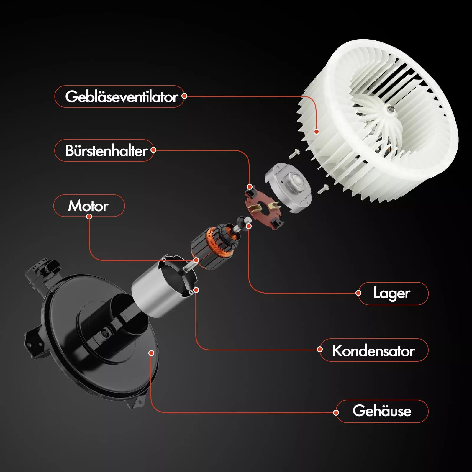 Motor de ventilador interior de 2 polos de repuesto para A2 8Z0 8X1 8XK Polo 9N 6R Ibiza 6L1 6J Fabia 6Y2 6Y5 Roomster 5J Rapid NH3 Toledo 4 accesorios para coche # 6Q1820015 6Q1820015B