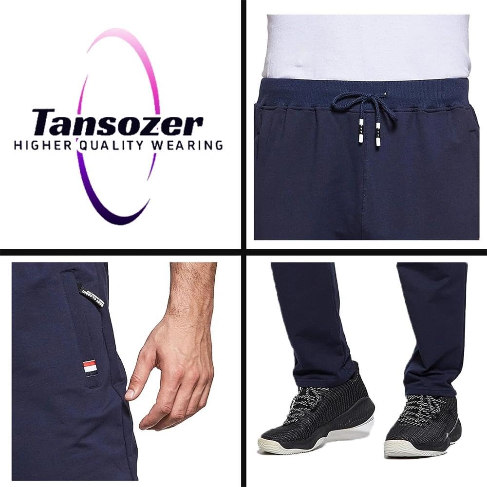 Tansozer Pantaloni Tuta Uomo Sportivi Cotone con Tasche Zip
