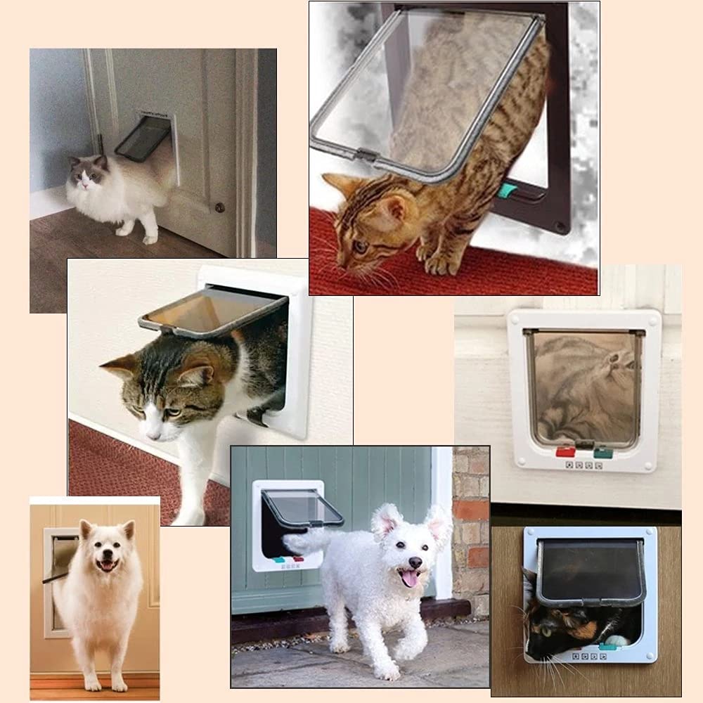 NEWFUN Gattaiola Porta Basculante per Gatti e Cani,Gattaiola con 4 Impostazioni di Bloccaggio Programmate,Entrata e Uscita Controllabile,Accesso Sicuro per Animali Domestici,20 * 19 * 5.3cm