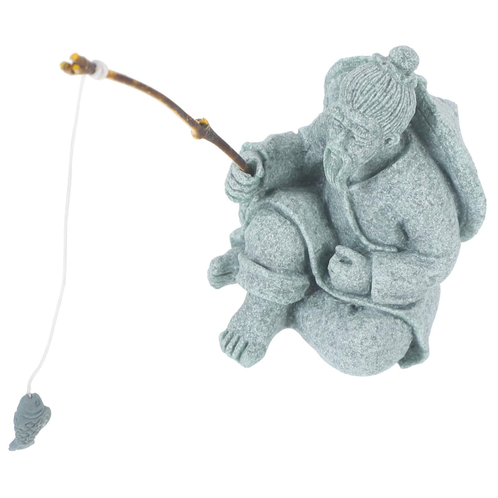 Toddmomy 5piezas Estatua De Pescador Miniatura De Arenisca Adorno para Acuario y Jardín Figurita De Anciano para Decoración De Paisajes y Té Pet