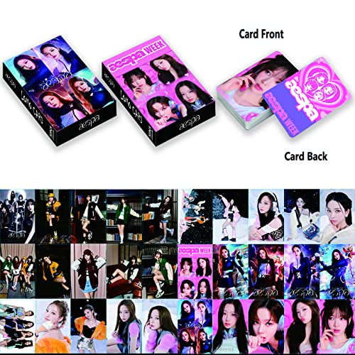 ZHENGGE Pacote com 5/150 cartões AESPA Lomo cartões fotográficos Kpop com caixa de cartões postais