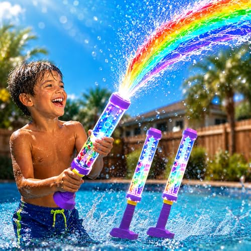 Glowing Rainbow Led Water Blaster, Summer Fun that Pops Like Magic, Glowing Rainbow Water Blaster, for Pool Party Beach Outdoor Summer Water Games (2PCS)