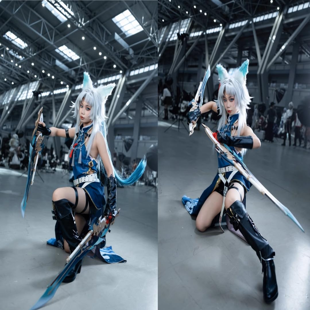 damdos Halloween Prop Cosplay Sword for Feixiao Axe,2PCS 40" Feixiao Swords Weapons Fancy Party Costumes Accessories Birthday Gifts(2pcs Set)