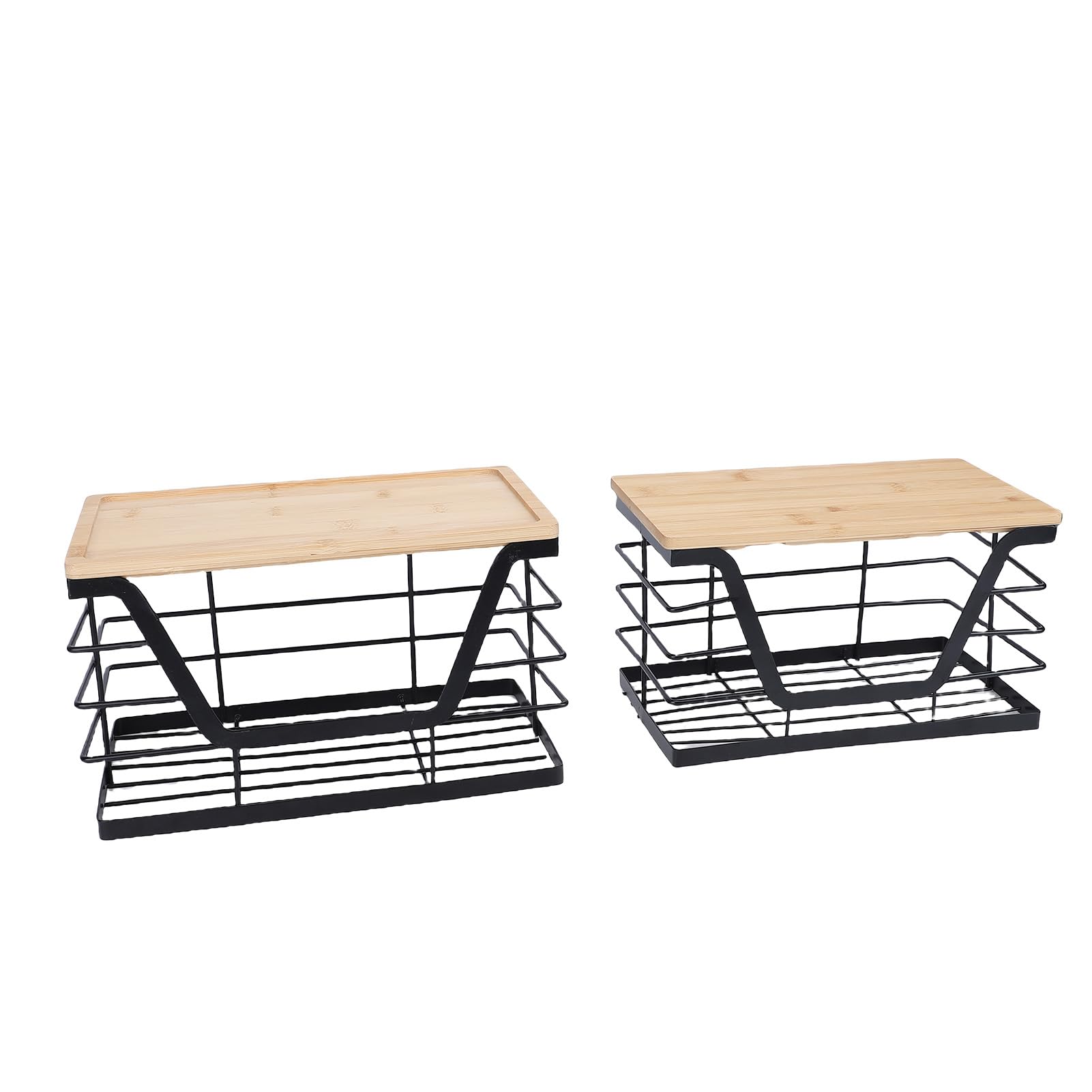 Soporte para Bolsas de Basura, 2 Unidades de Almacenamiento Apilable con Apertura Amplia y Tapa de Madera, Organizador Dispensador de Bolsas de Basura para 13 de 33 y 4 de 10 Galones, Debajo