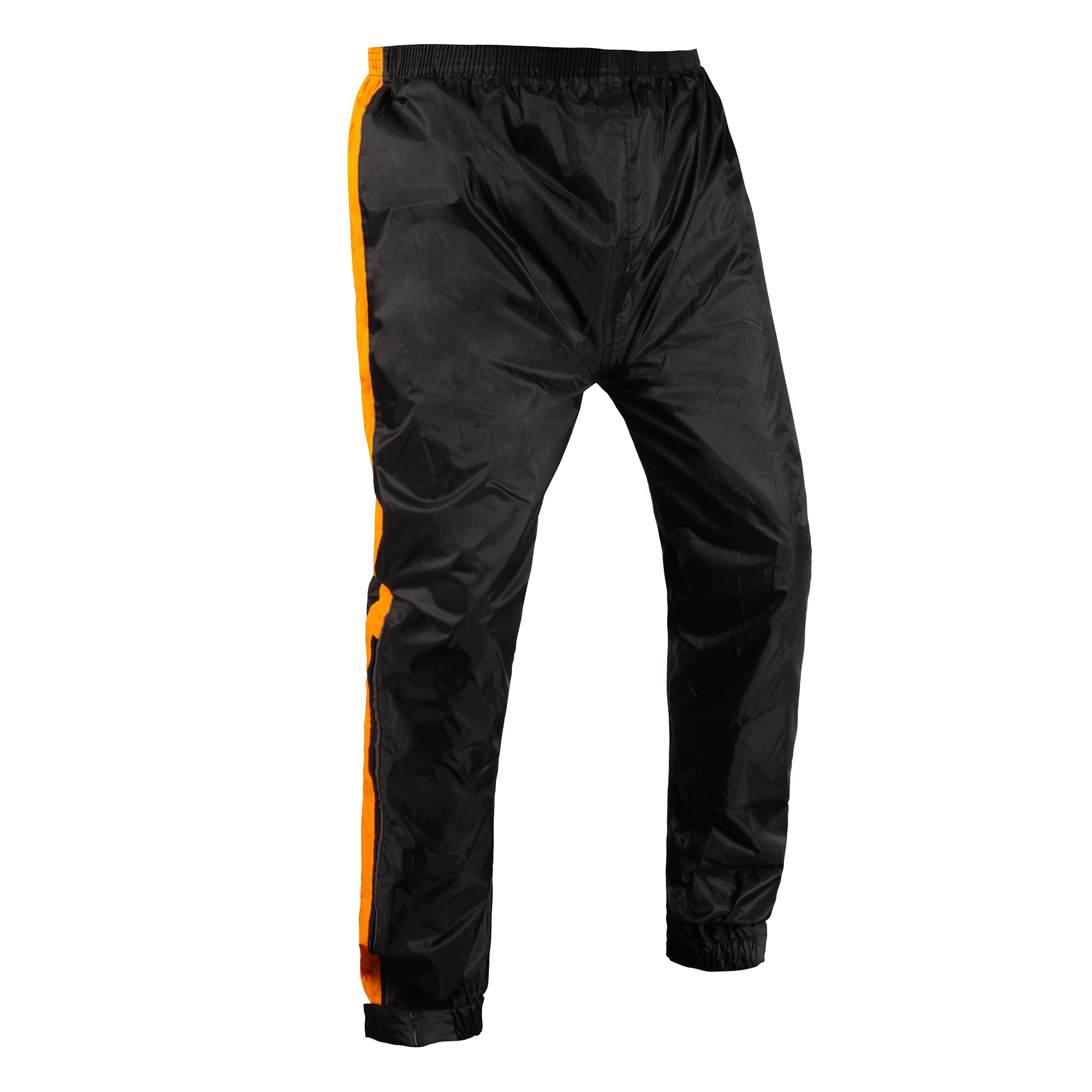 Oxford Rainseal Pant | Waterproof Over Trousers for Wet Weather Motorcycle Motorbike Rainwear, Black/Orange, 4XL