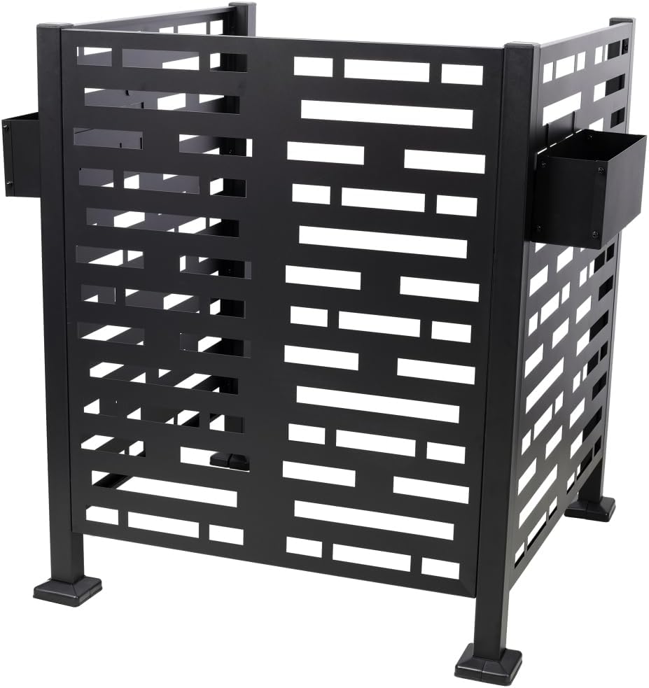 3x3ft Metal Privacy Fence Planter Boxes Enclosure for Outdoor AC Units and Trash Cans, Freestanding Galvanized Steel Screen