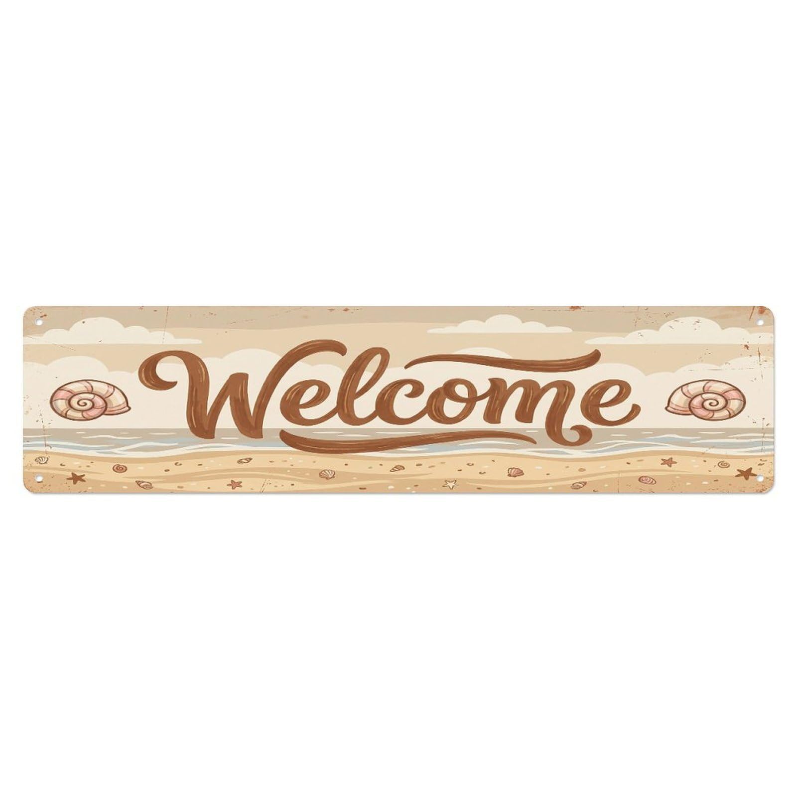 Cxhjca 4X16inch(10X40cm) Vintage Welcome Shell Spiral Metal Tin Sign