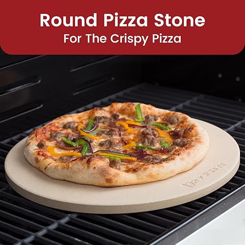 Miniatura 2 de K ROCKSHEAT Piedra para pizza redonda de 16 pulgadas para parrilla y horno, piedra grande de cordierita para pan, piedra de cocción circular segura