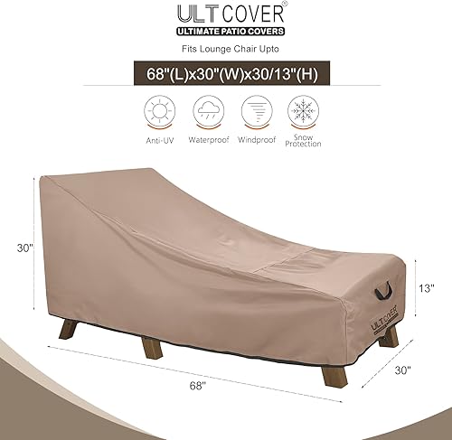 Miniatura 9 de ULTCOVER Funda impermeable para silla de patio, resistente al aire libre, paquete de 2 unidades, 72 pulgadas de largo x 28 pulgadas de ancho x 30