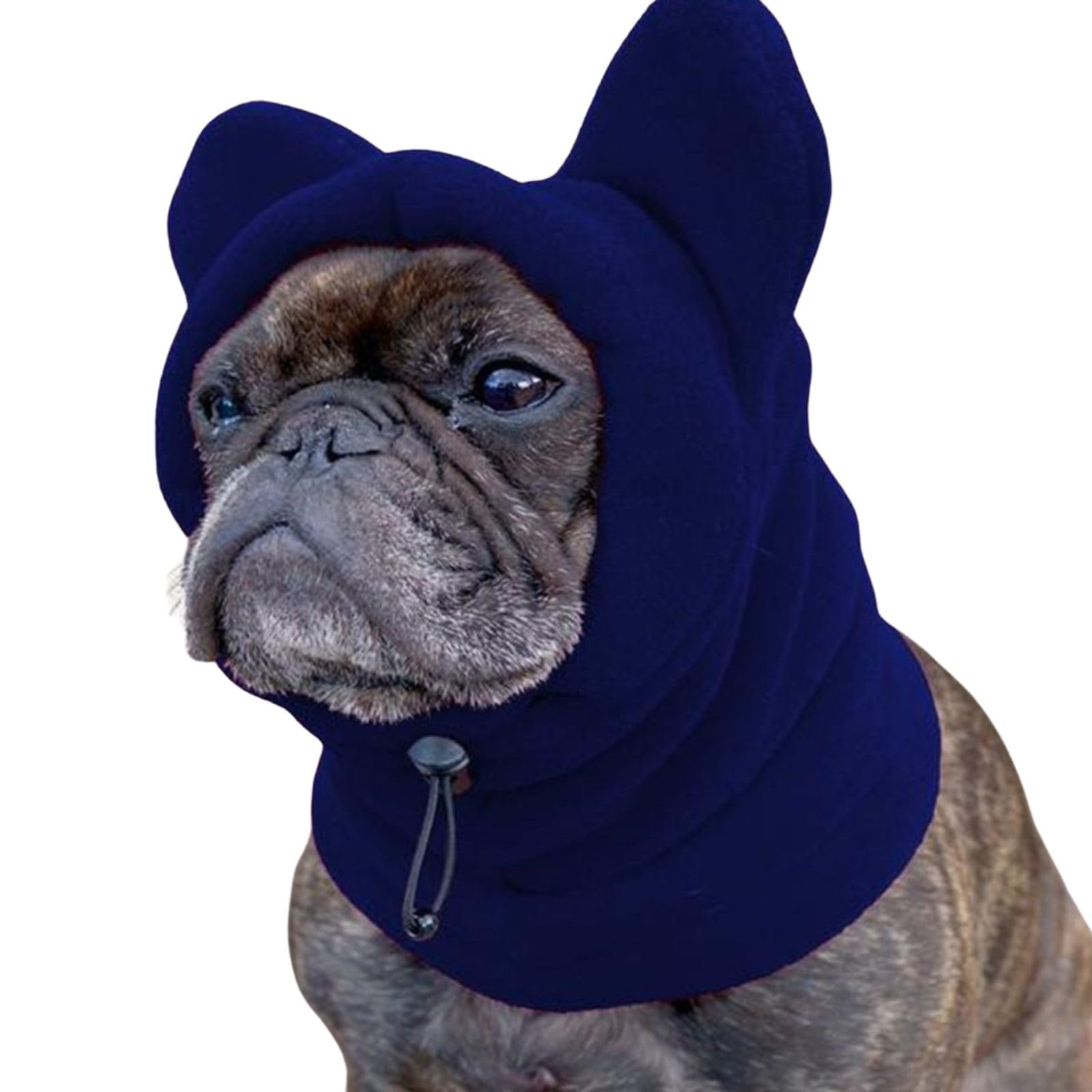 Pet Winter Warm Calming Ear Muffs Hat,Dog Quiet Snood Ear Cover Fleece Hat,Adjustable Pet Windproof Head Wrap for Small Medium Large Dog_S(Blue)