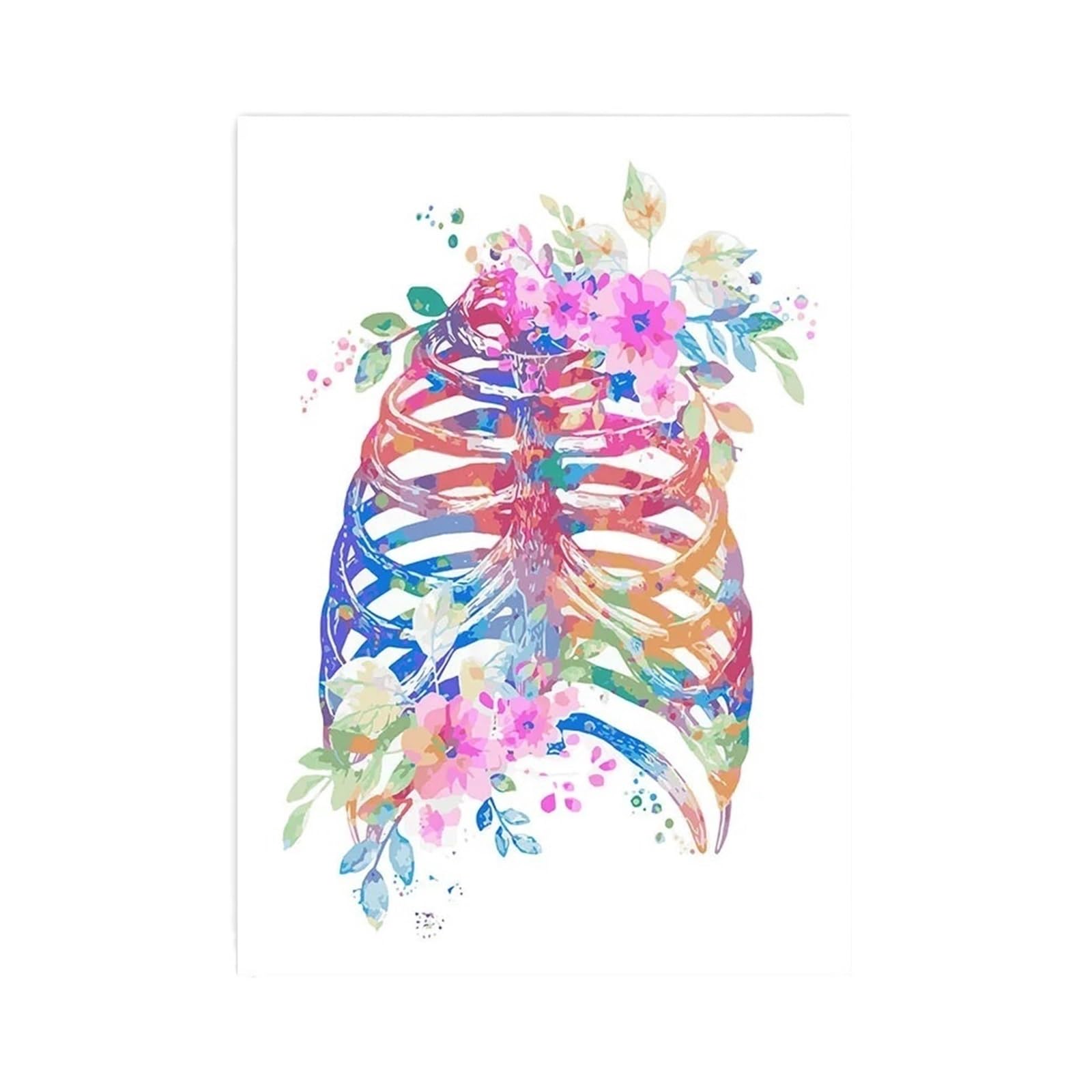 1pc Serce Stetoskop Mostek Płuco Nerka Kwiat Anatomia Obraz Ścienny Na Płótnie Plakaty I Druki Zdjęcia Wystrój Pokoju Lekarza(7,60x90cm Canvas)