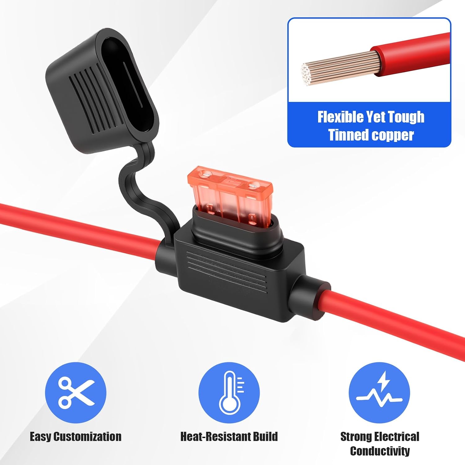 10 AWG Inline Fuse Holder 40A (4-Pack) - ATC Fuse Holder for 12V Car Truck Marine ATV Boat Motorbikes, Upgraded in line Electrical Circuit Protection