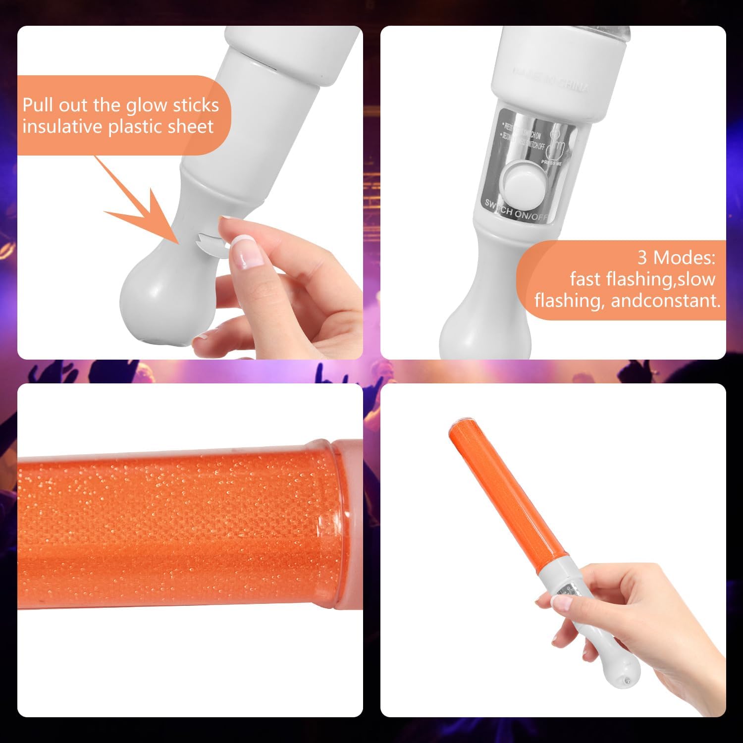 M.best 24Pcs Glow Sticks Party Packs, Glow in The Dark Party Supplies, LED Light Up Wands Sticks Party Favors for Wedding, Raves, Concert, Camping, New Year, Carnival, Halloween