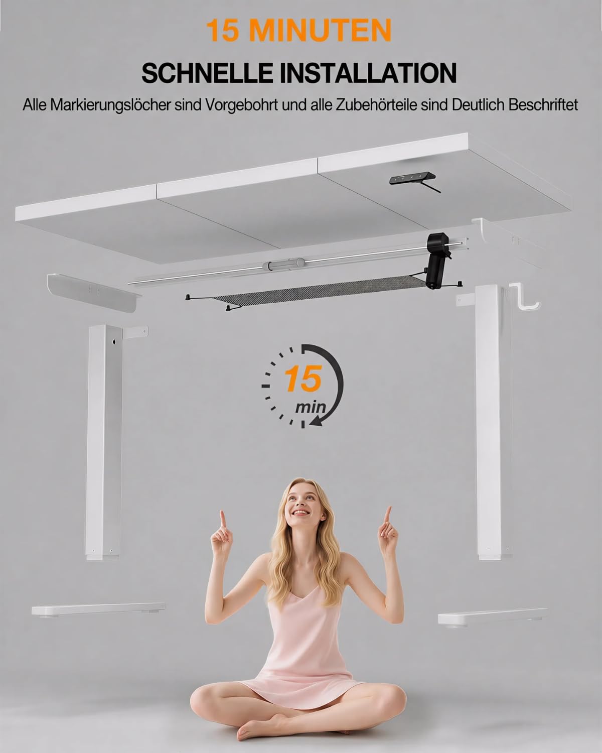 Acrolix Höhenverstellbarer Schreibtisch 120x60 cm,Stabiler Computertisch mit Kabelmanagement, Elektrischer Schreibtisch mit Memory Funktion, 80kg Tragkraft, Bürotisch für Homeoffice Weiß
