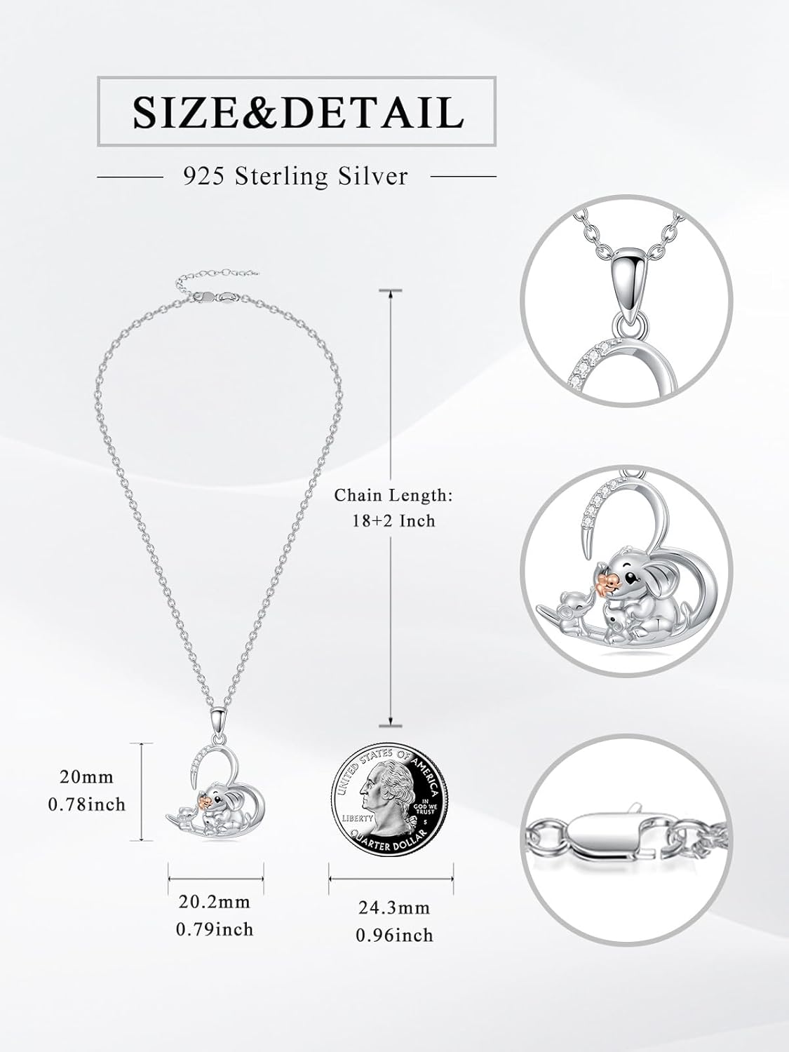 Dorunmo Black Cat/Raven/Elephant/Duck/Penguin Necklaces 925 Sterling Silver Heart Animal Pendant Cute Animal Jewelry Gifts for Women - Image 4