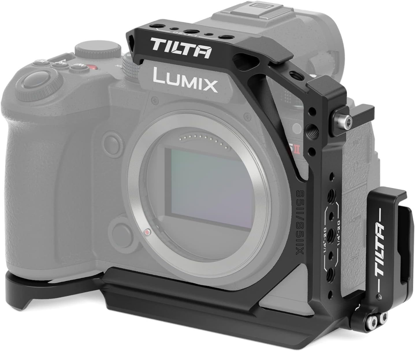 SMALLRIG Cage ''Black Mamba'' pour Panasonic S5 II/S5 IIX/G9 II avec Plateau Rapide Intégré pour Arca-Swiss - 4023