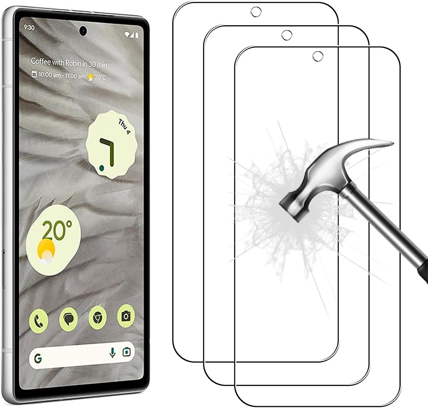 AHABIPERS 3 Pack Tempered Glass for Google Pixel 7A Screen Protector with Positioning Aid, Anti Scratch Bubble Free Ultra Resistant, HD Clarity Screen Protector for Pixel 7A