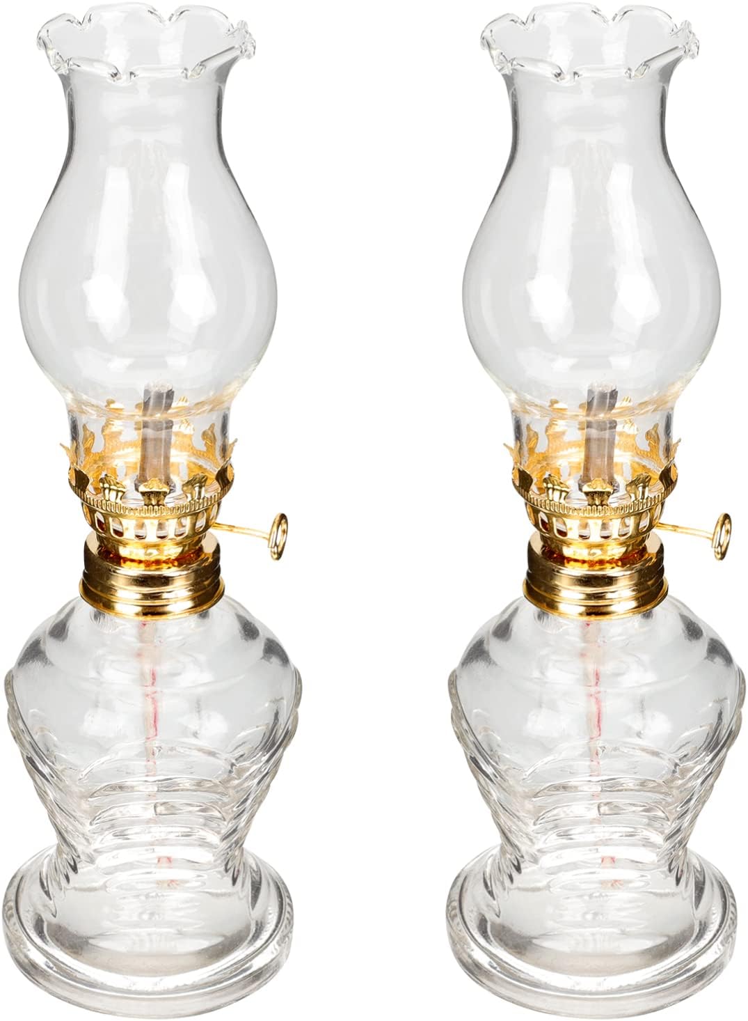 BIENKA Glass Kerosene Oil Lamp 2pcs Chamber Oil Lamp