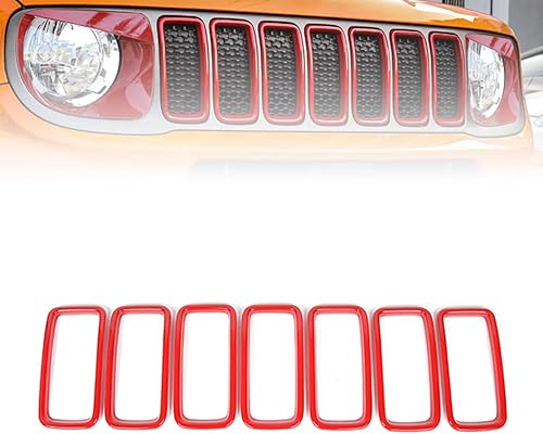 Juego de 7 insertos de malla para rejilla delantera, kit de molduras de malla de ABS para Jeep Renegade 2019 2020 2021 (colorido)