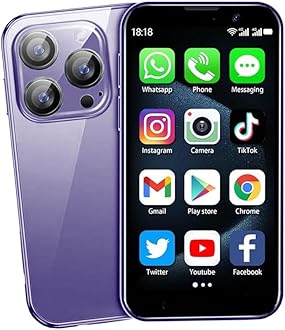 Mini Phone,3.0 inch HD Touch Screen Android Phone,Unlocked Kids and Students Smartphone,Face Recognition,Quad Core Dual SIM Dual Standby,Best Gift for Kids,2GB+16GB-Purple