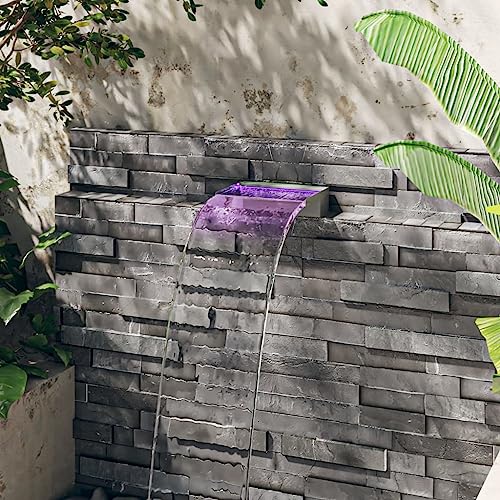 Cascada de jardín de 30 cm con iluminación multicolor para un flujo continuo