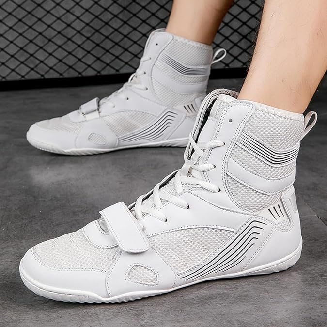 Men's High Top Boxing Shoes Wrestling Boots Lightweight Breathable for Weightlifting, Bodybuilding, Deadlift Powerlifting Gym Sports Training