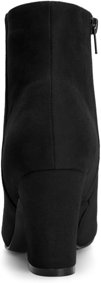 Allegra K Women's Round Toe Side Zip Chunky Heel Ankle Boots - Image 3