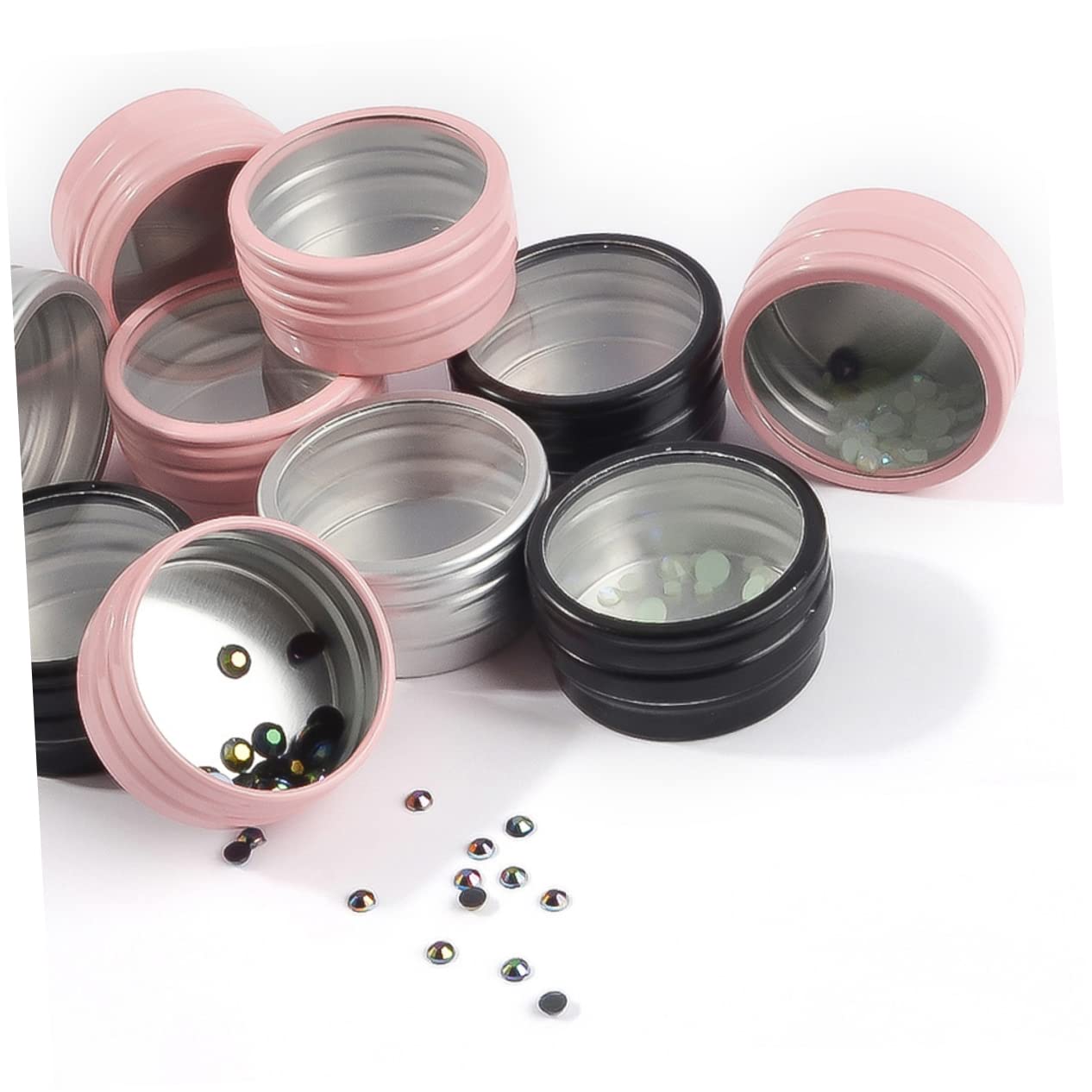 BELLIFFY 6pcs Small Bead Storage Boxes Craft Storage Containers Nail Art Jewelry Organizers Mini Bins Aluminum Case