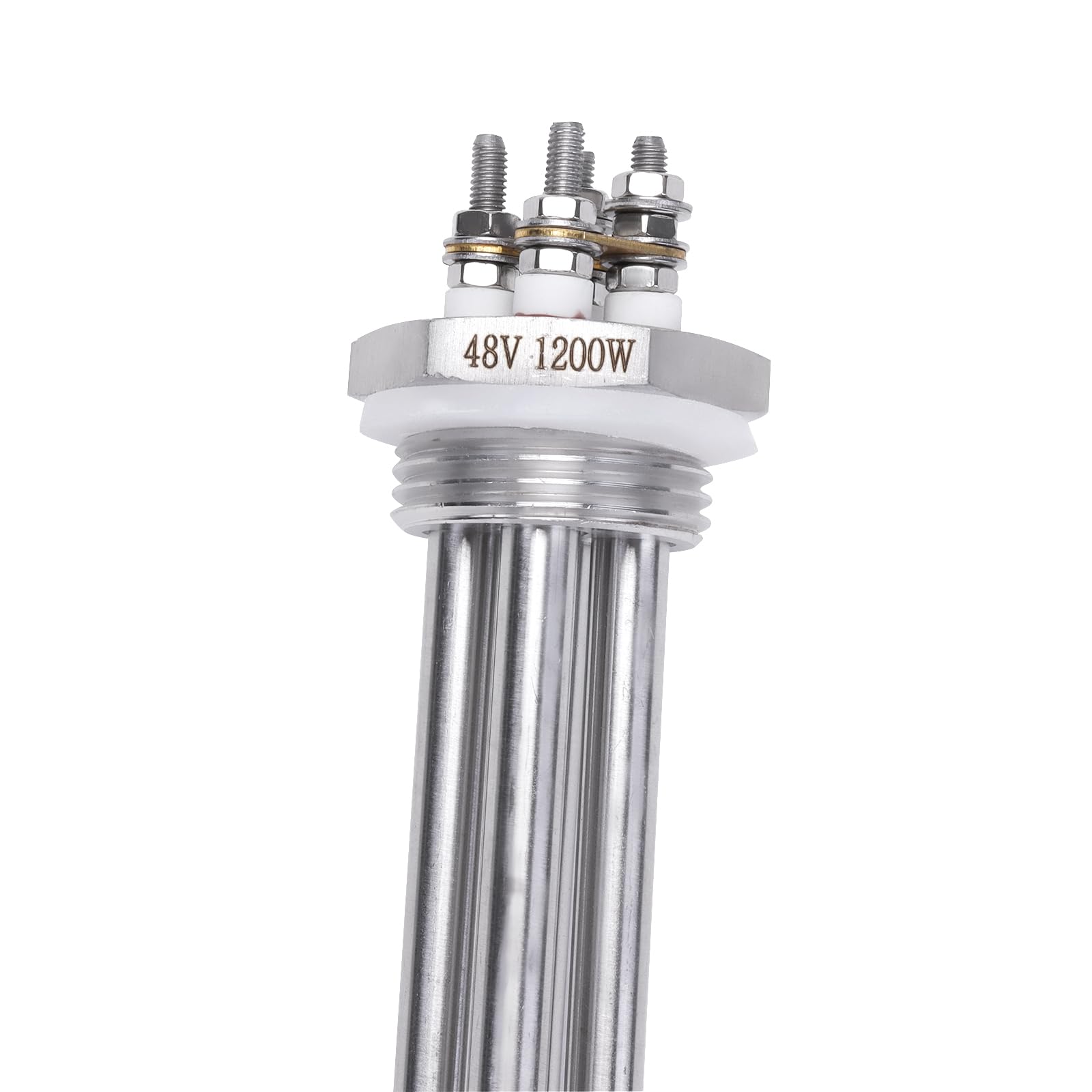 DERNORD 48V 1200W Heizelement 1 Zoll DN25 BSP Heizstab Edelstahlflansch with Silikonring Doppel U Typ