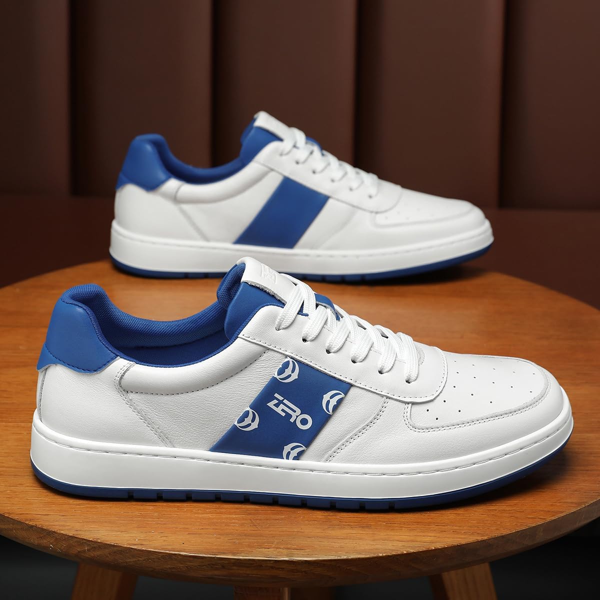 ZRO Men's Business Casual Leather Sneakers - Breathable Genuine Cowhide Lace-Up Shoes for Office & Outdoor - Image 3