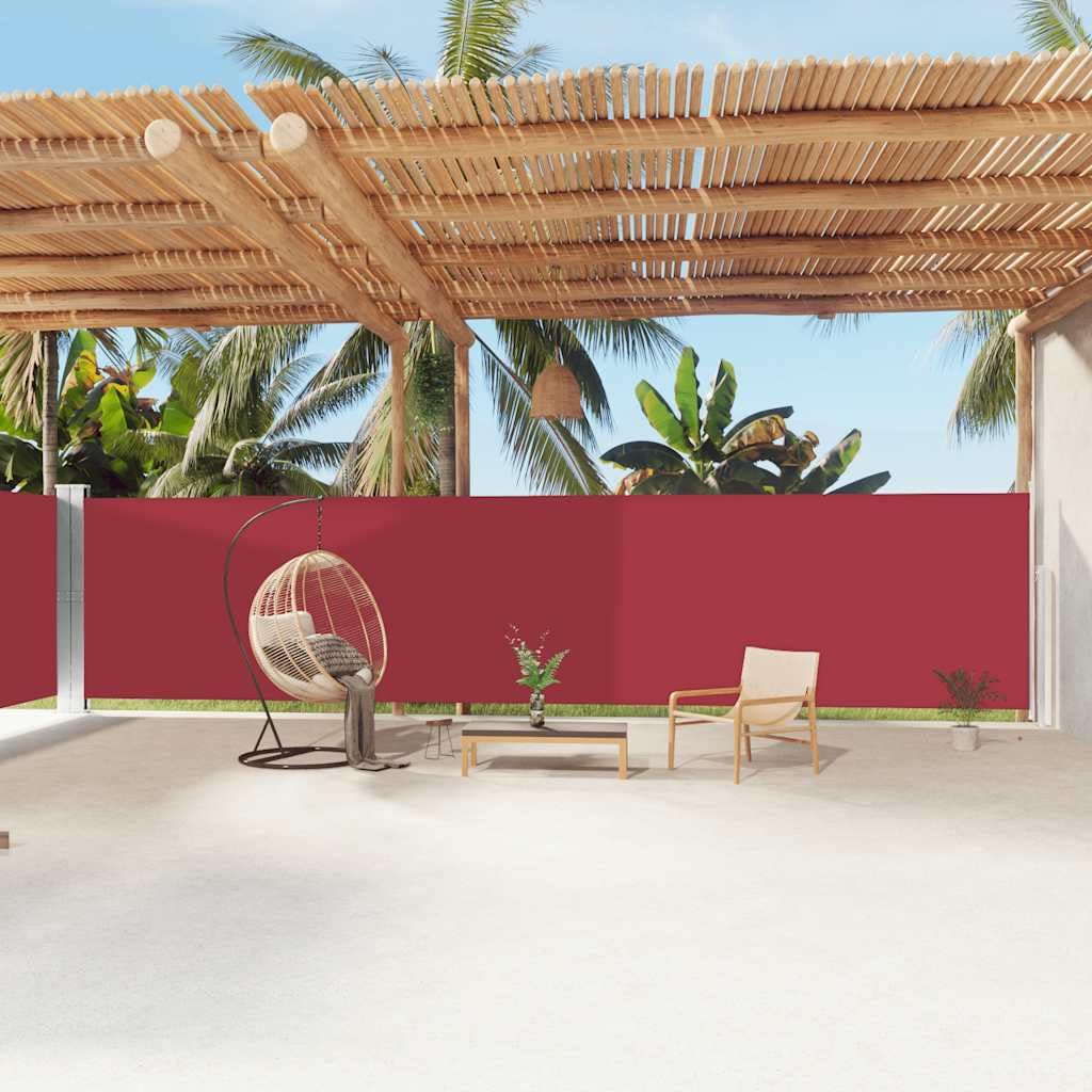 Store latéral extensible rouge 180x1200 cm pour brise-vue de jardin