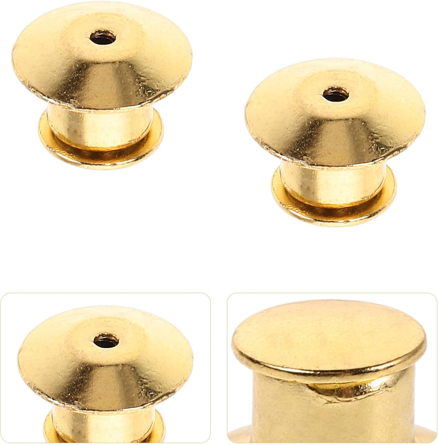 10pcs Metal Locking Flat Head Pin Backs Golden Tone for Badge Tie Tack Enamel Jewelry Making Craft Supplies